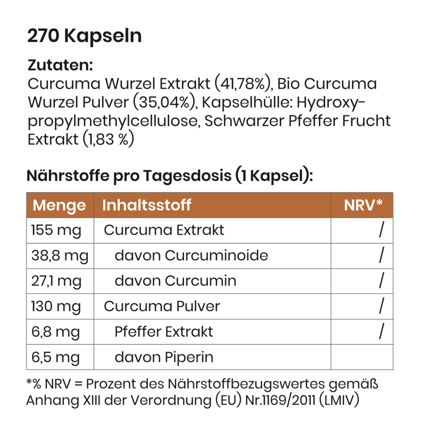 Curcuma Extrakt - 270 vegane Kapseln